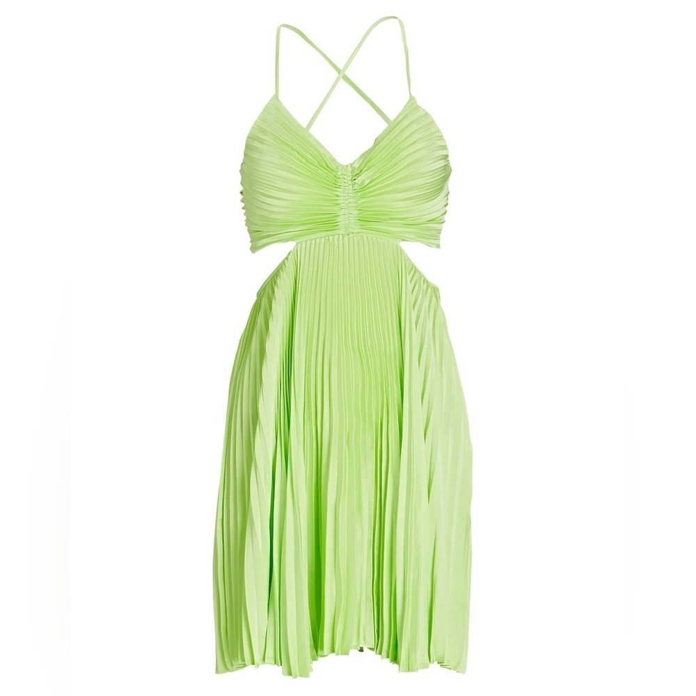 NWT A.L.C. Ari Pleated Satin In Green  Dress Size 4
